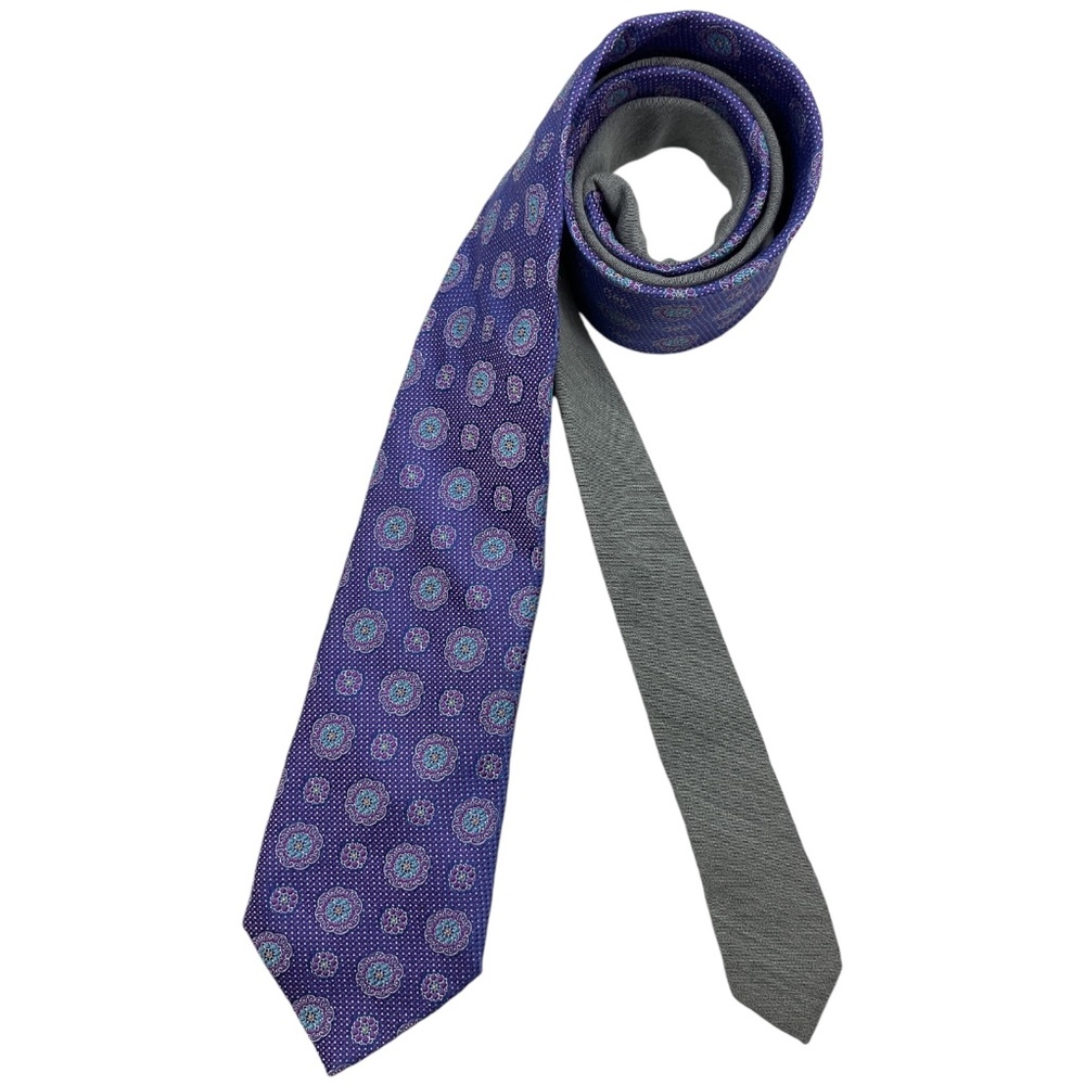 SAMUELSOHN Purple/Gray Geometric Silk LUXURY Tie ITALY